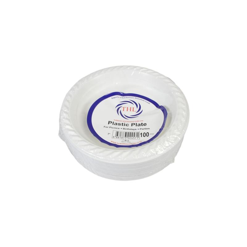 100 White Plastic Plates 7 " Suitable For Picnics Birthdays Parties 17cm (Parcel Rate) Disposable 0