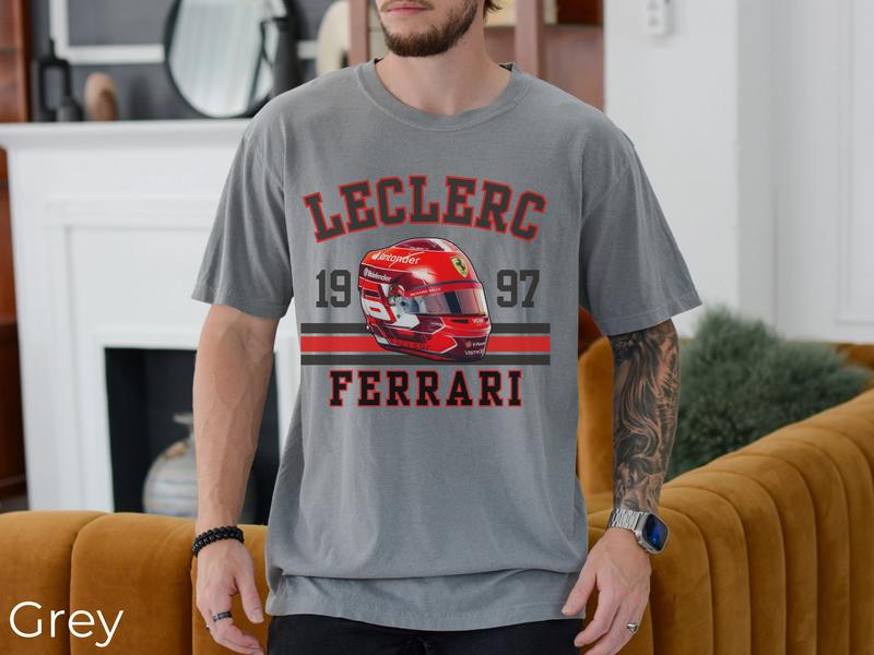 Charles Leclerc T-Shirt, F1 merch, Formula 1 shirt, Ferrari Tee, Varsity shirt Leclerc, Leclerc shirt, F1 shirt 3