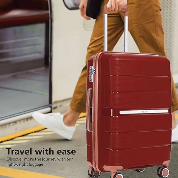 Charkhah London Red Hard Shell Luggage Set with TSA Lock & Spinner Wheels - 3-Piece for Men and Women 2