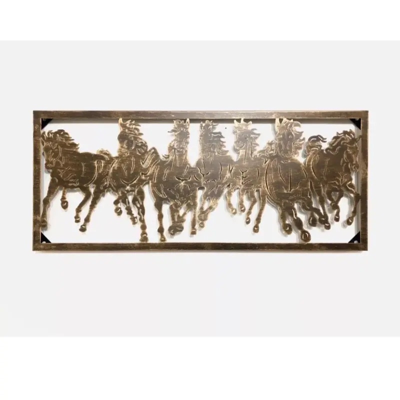 Rusty Art Western Home Country Decor 33" Running Horses Metal Wall - Bronze Brushed Copper - Hanging Decoration - Ornaments 0