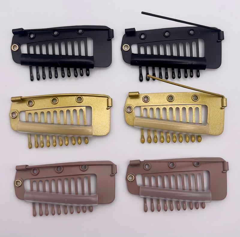 6 Pcs Chunni Clips Set with Safety Pin, Black/Brown/Golden/Multi-color 1