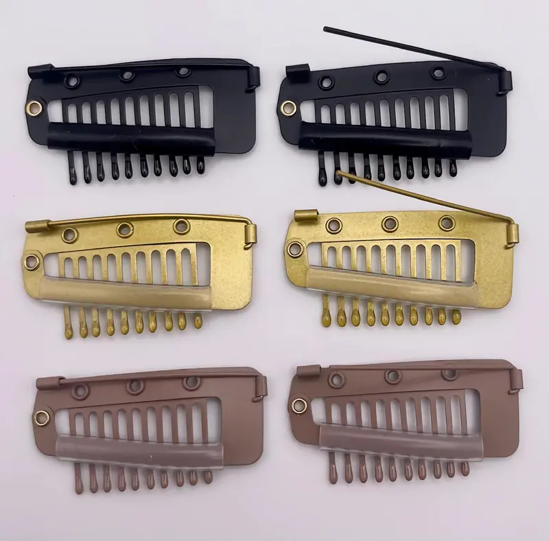 6 Pcs Chunni Clips Set with Safety Pin, Black/Brown/Golden/Multi-color 1