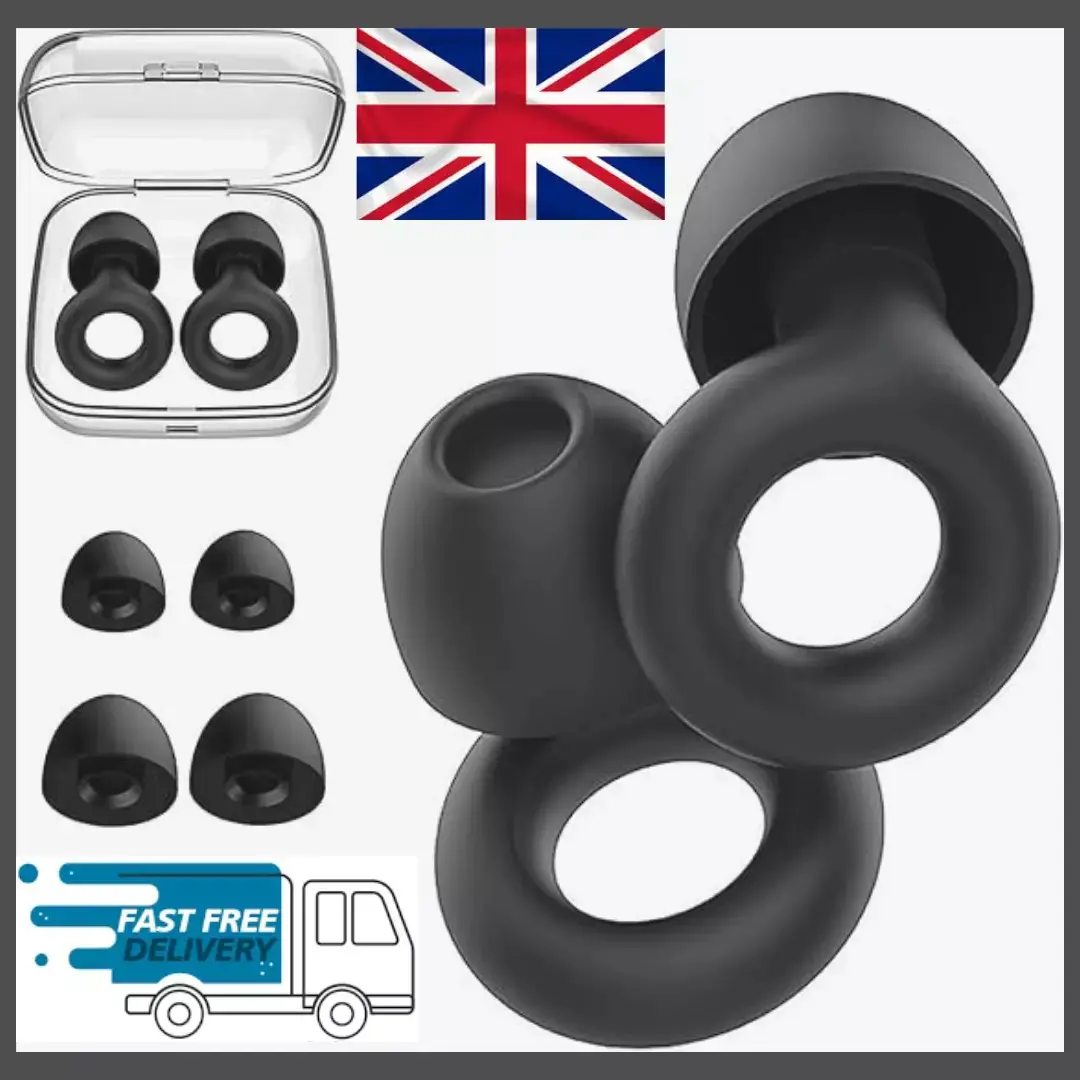 LOOP STYLE Black Comfortable Light Soft Reusable Silicon Earplugs Set with Travel Case for Sleep, Work, and Conversation Silicone Teens
