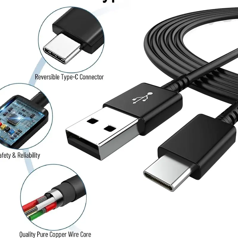 2 Pack of USB Fast Adapter Charger Plug, USB To Type-C Fast Charging Cable, USB wall Charger with type-c Cable For Samsung/S22/S20/Note10/Note10+/etc Reliable And Secure. Mobile Cellphone Smartphone Electronic type  c  phone  charger 3