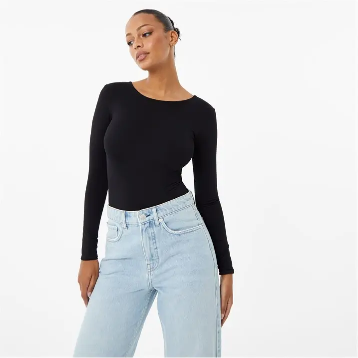 Jack Wills Womens Second Skin Long Sleeve Bodysuit Round Neck 0