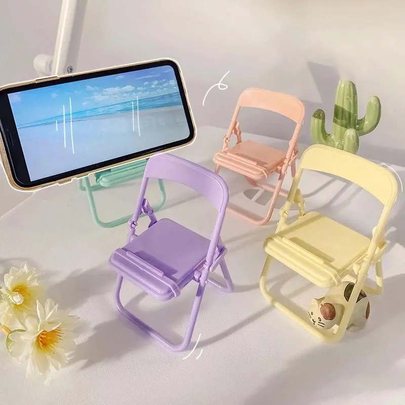 Cute Mini Chair Phone Holder Adjustable Desktop Phone Stand Kawaii Tablet Support Holder Korean Stationery Desk Organizer