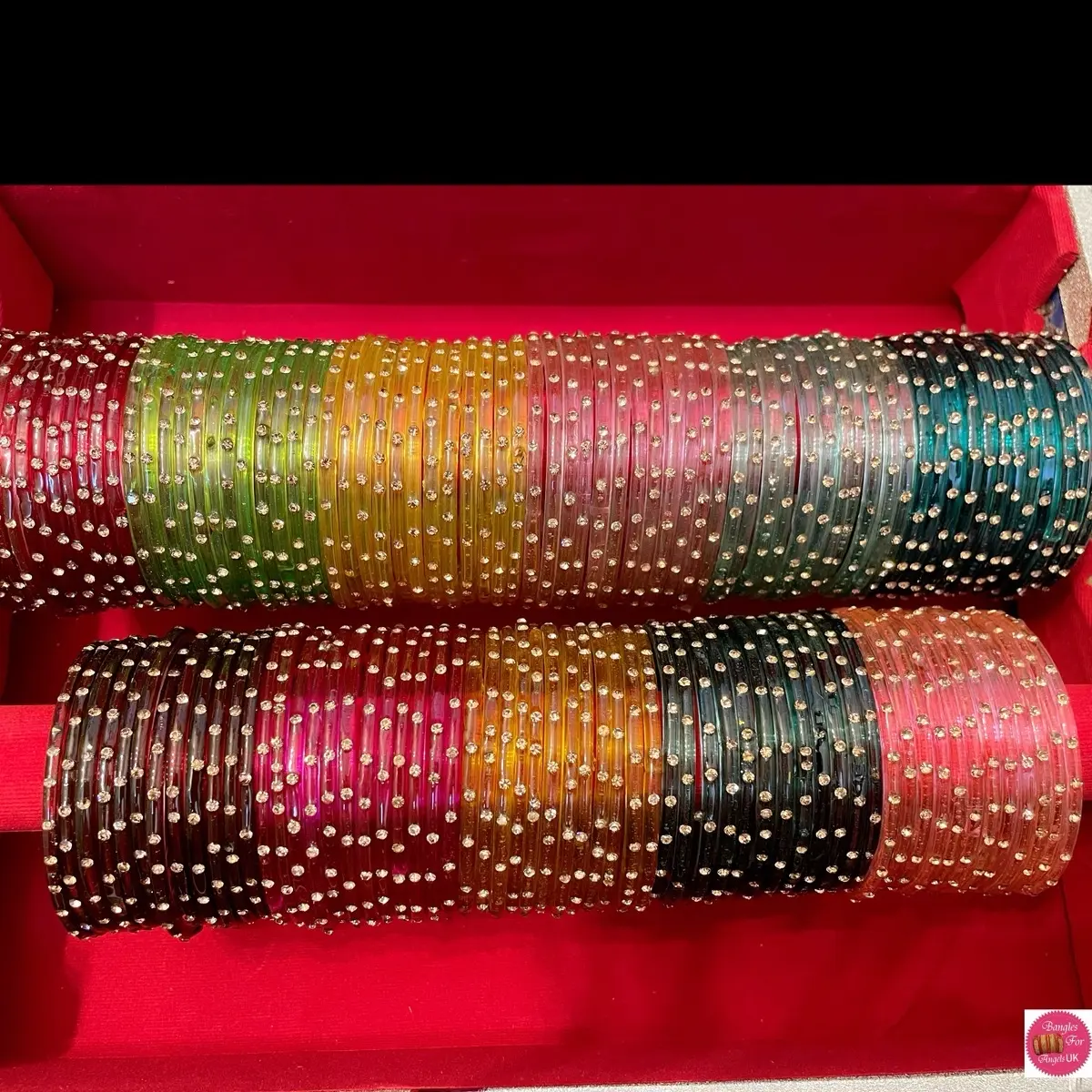 Size 2.4/2.6- Stone Glass Bangles in various colours