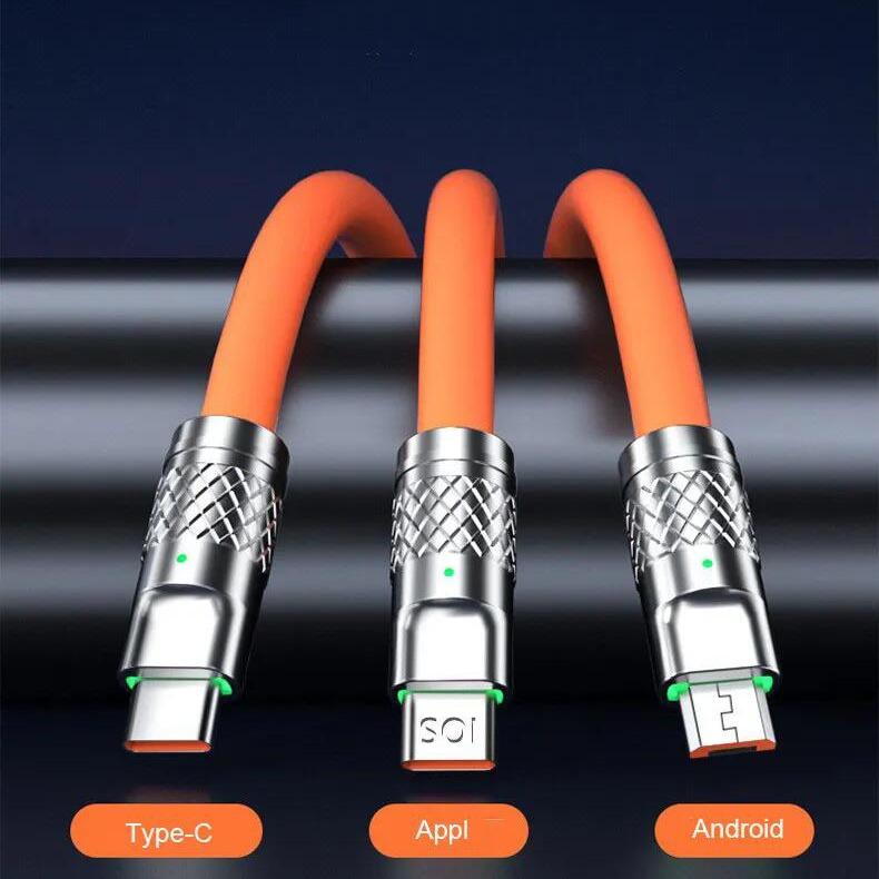 3 in 1 Multi USB Charger Charging Cable Cord For USB-C Micro USB Android IPhone Alloy Connector 6