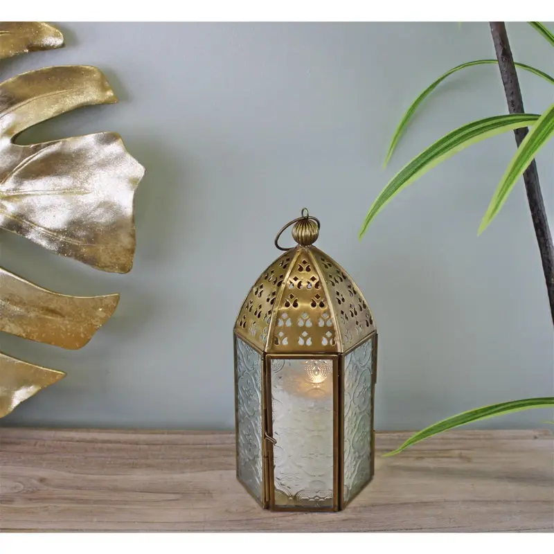Small Gold Metal Moroccan Style Kasbah Candle Lantern 2