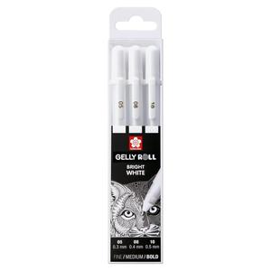 Gelly Roll Basic White Gel Pen Set of 3, Assorted Sizes for Highlights & Crafts