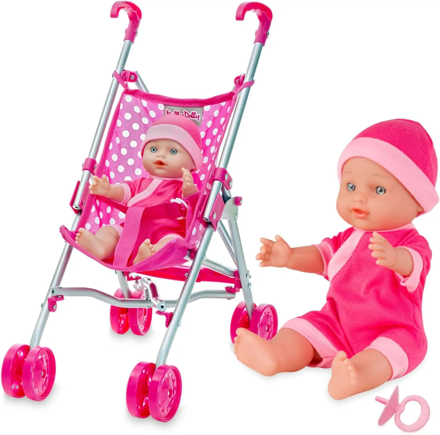 My First Dolls Pram & Doll Set - Girls Toy Doll Stroller - Baby Doll Pram - Dolls Pushchair - Toy Dolls Buggy - Toy Pram