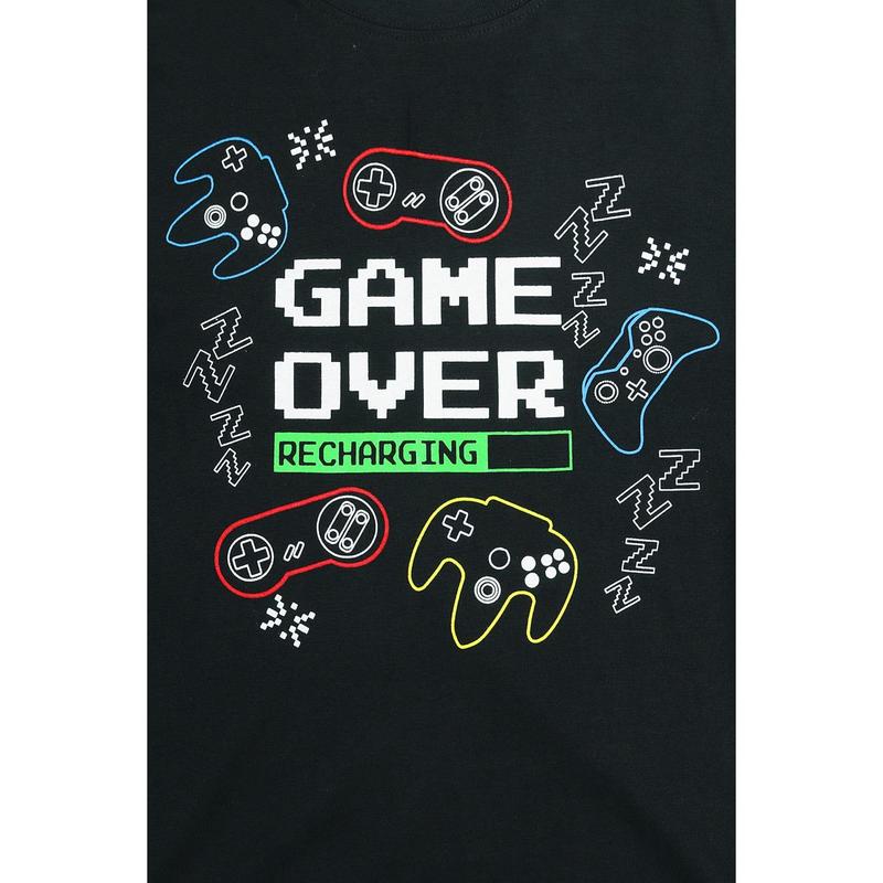 Game Over Recharging Gaming Black Cotton Long Pyjamas 4