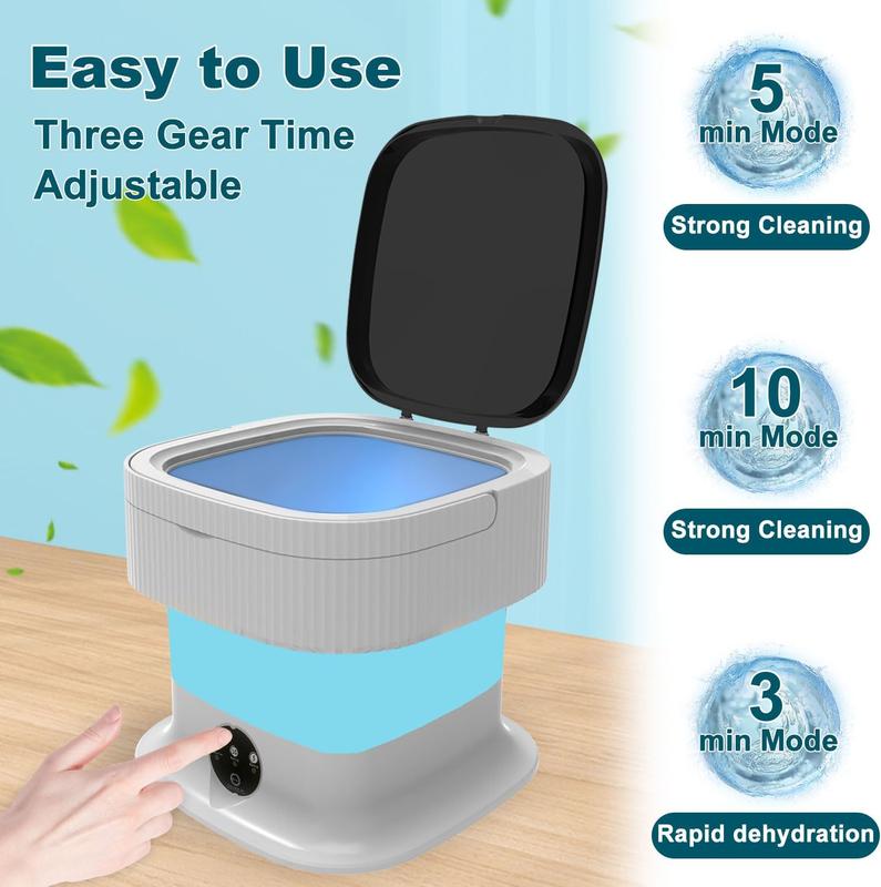 Portable Washing Machine with 3 Modes,12L Large Capacity Travel Mini Lavadora Portatil, Small Washing Machine Deep Cleaning for Baby Clothes Underwear, 2 in 1 Foldable Washing Machine for Dorm. (blue) 4