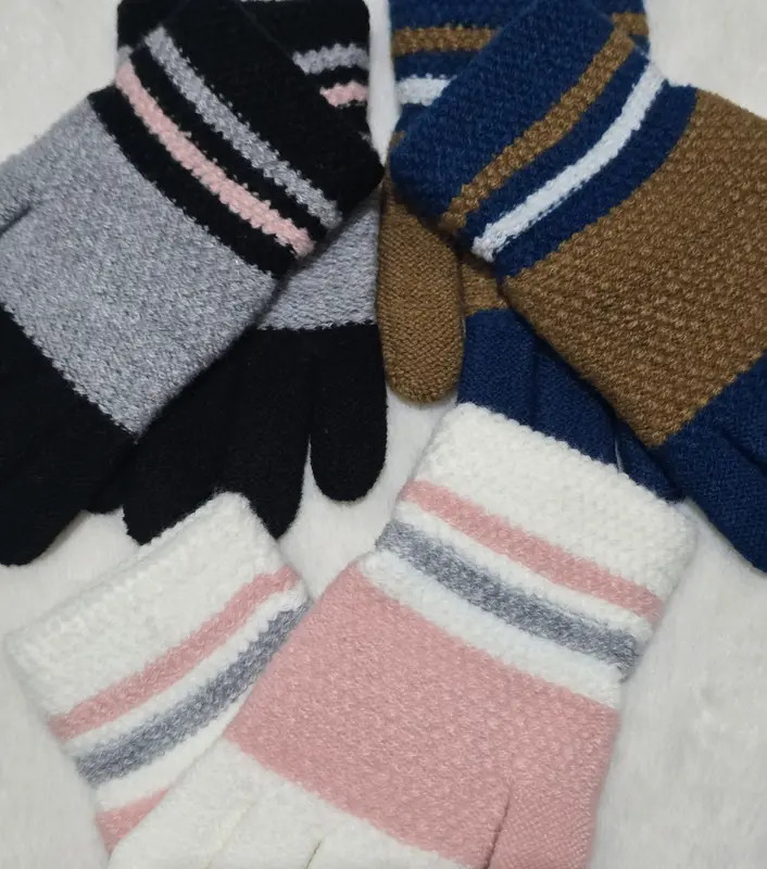 Royal Icon - Pack of 3 Unisex Kids Gloves Pro Heat Winter Gloves - Thermal Insulated Knitted Gloves with Stylish Lined Design for Boys & Girls Gloves 6