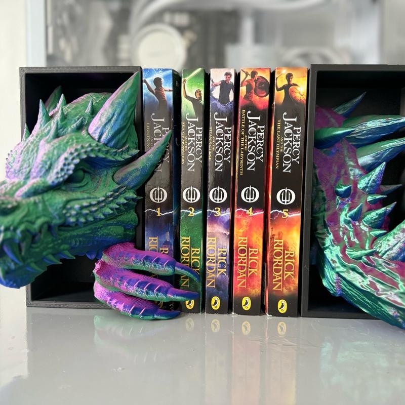 Dragon Book Nook 3D Printed Fantasy Shelf Decor Unique Gift - Ornaments Dragon Book Nook Insert | Magical 3D Effect Bookshelf Decor | ACOTAR Inspired | 3d Printed Decor | Unique Book Display | Bookish Gift Tail 3
