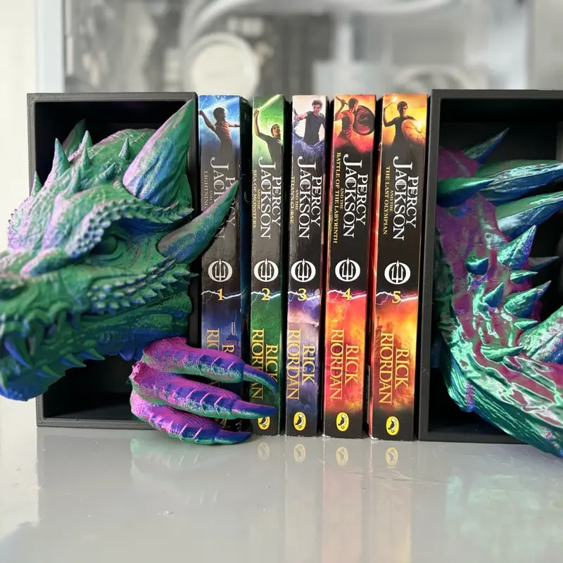 Dragon Book Nook 3D Printed Fantasy Shelf Decor Unique Gift - Ornaments Dragon Book Nook Insert | Magical 3D Effect Bookshelf Decor | ACOTAR Inspired | 3d Printed Decor | Unique Book Display | Bookish Gift Tail 3