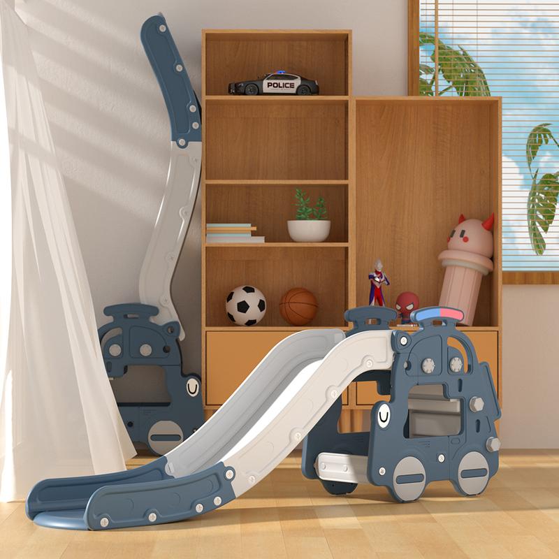 Livingandhome Freestanding Kids Slide Climber Indoor Outdoor Toy Basketball Hoop 4