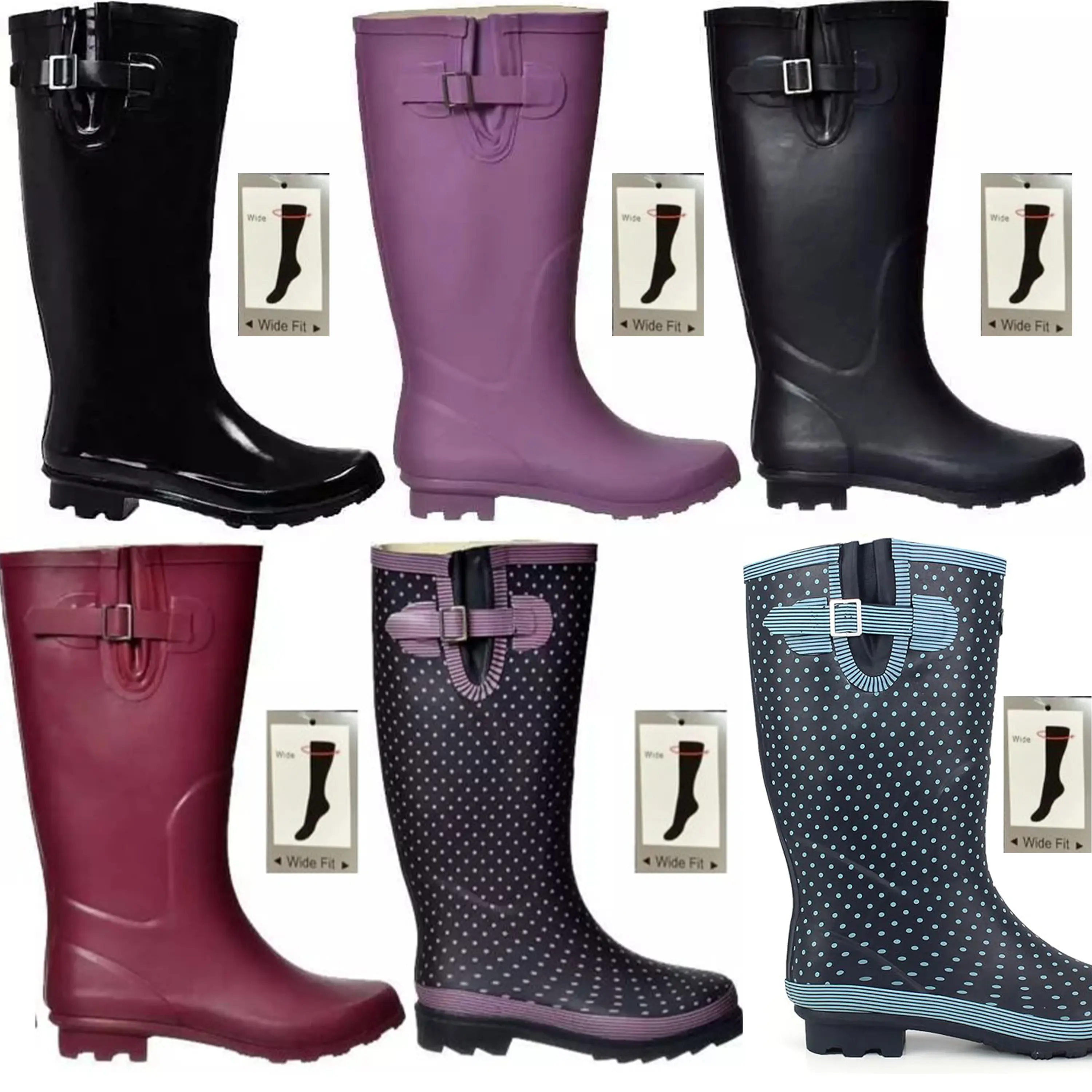 Women's Wide Calf Wellies Wellington Boots Waterproof Ideal for Festivals, Dog Walking or Wet Days Comfortable Shoe Rubber Rain Wear