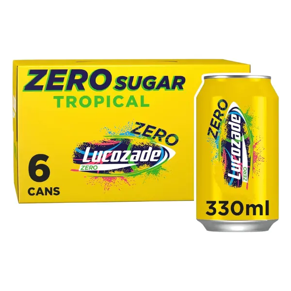 Zero Tropical Flavor Fizzy Drink, Sugar Free, Low Calorie, 6 Pack, 330ml Cans - Beverage Vitamin 0