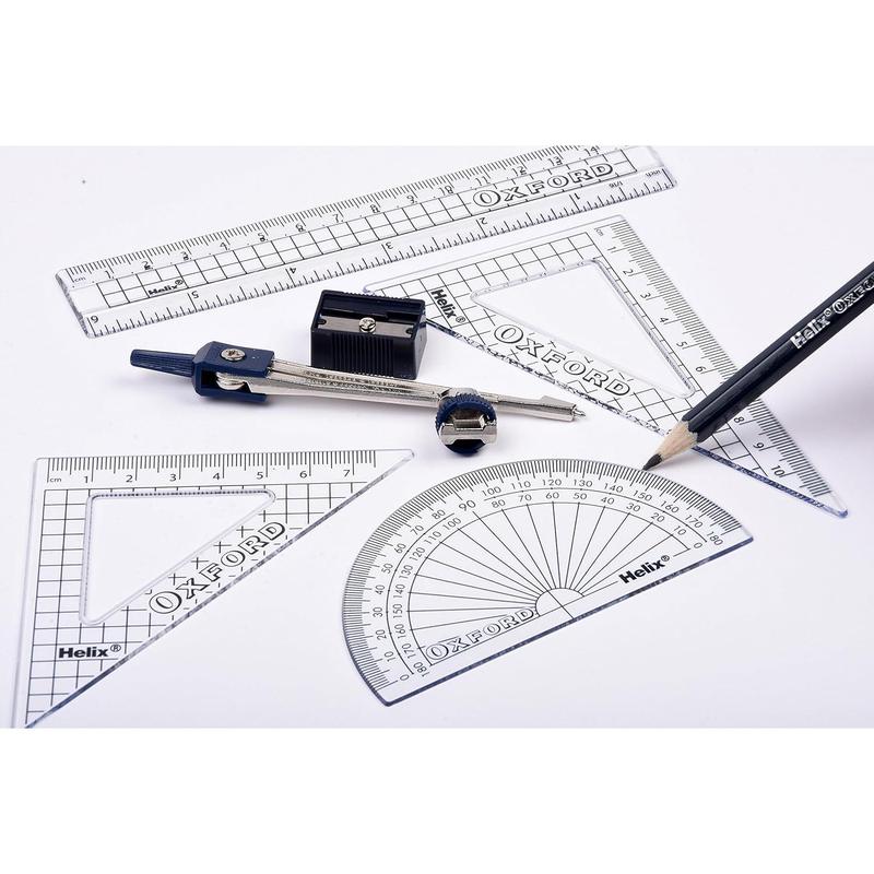 Oxford Maths Set with Storage Tin - 10 Piece Maths Equipment Set 3