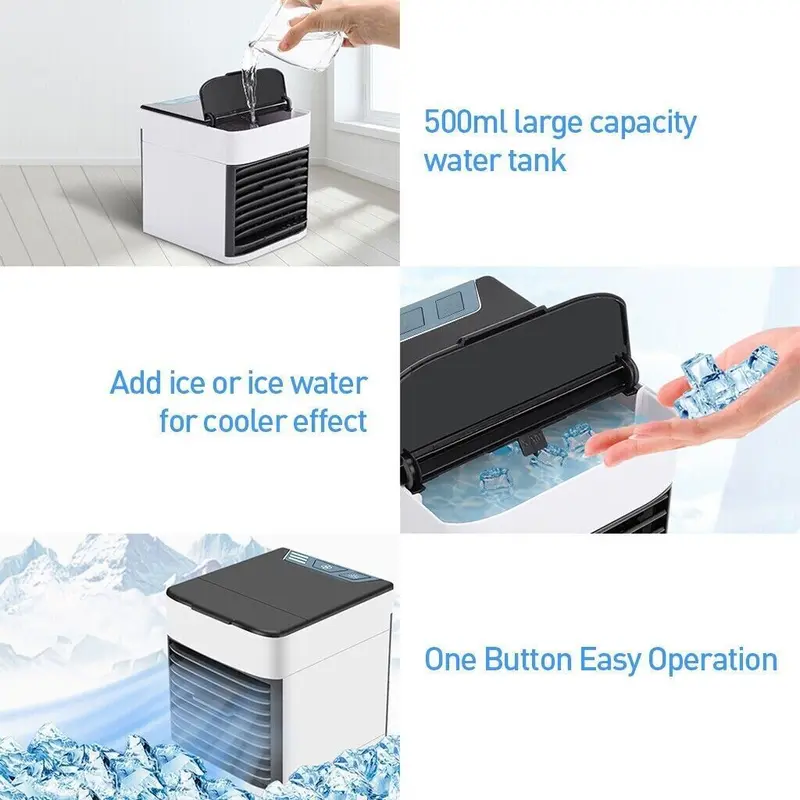 Mini Air Cooler Portable LED USB Air Conditioner Fan Humidifier Purifier Cooling 5