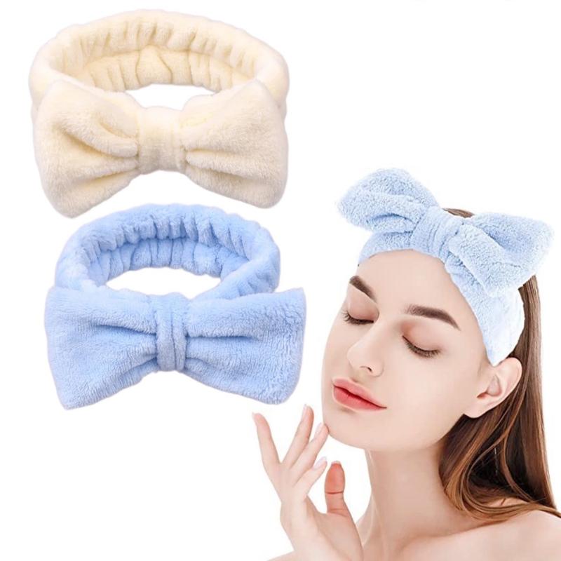Premium 2 Pieces Spa Facial Headband for Makeup and Washing Face Women Spa Yoga Sports Shower Facial Head Band Elastic Head Wrap for Girls and Women 1