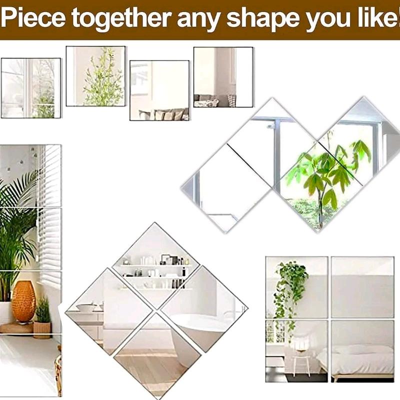 Durable and Decorative Acrylic Square Mirror Wall Stickers for Room and Office Decor, Set Smooth and easy to install/ remove, Installation Removable 6