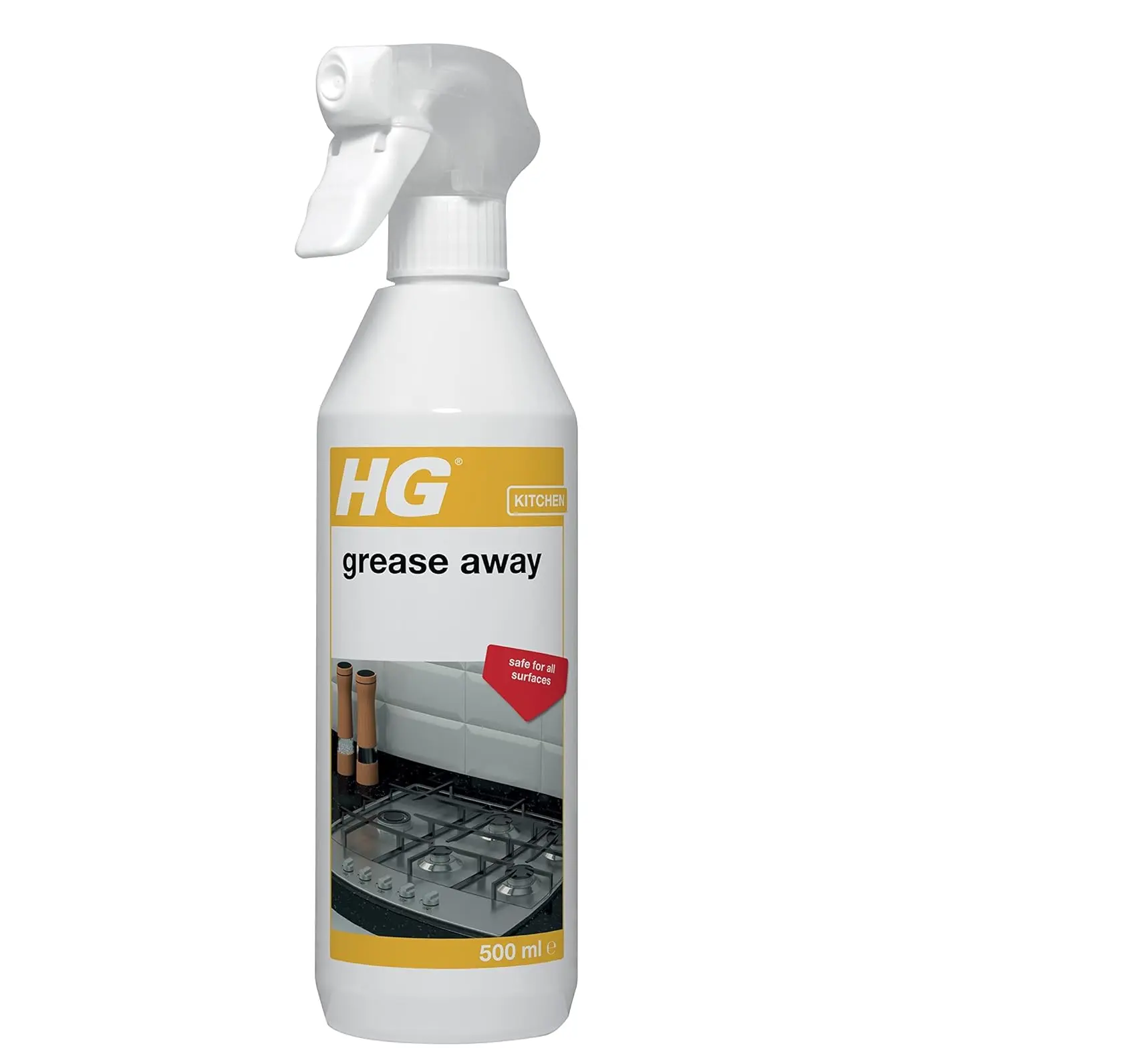 HG Grease Away Cleaner, Simple & Strong Kitchen Degreaser, Multi Use for Any Surface, - Removes Fat & Oil Easily - 500ml Spray (128050106)