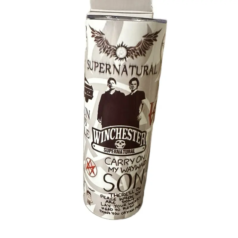 Supernatural 20oz Stainless Steel Tumbler With Straw Hot & Cold Drinks- Perfect for your Drinkware Needs - Cup Coffee Flasks Water Bottles Portable Personalised