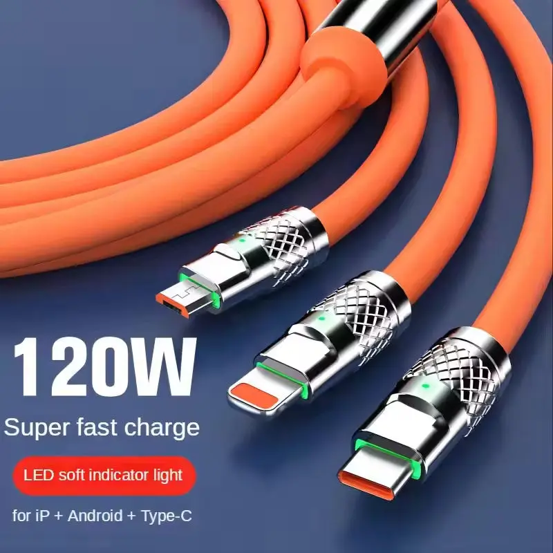 3 in 1 Multi USB Charger Charging Cable Cord For USB-C Micro USB Android IPhone Alloy Connector 0