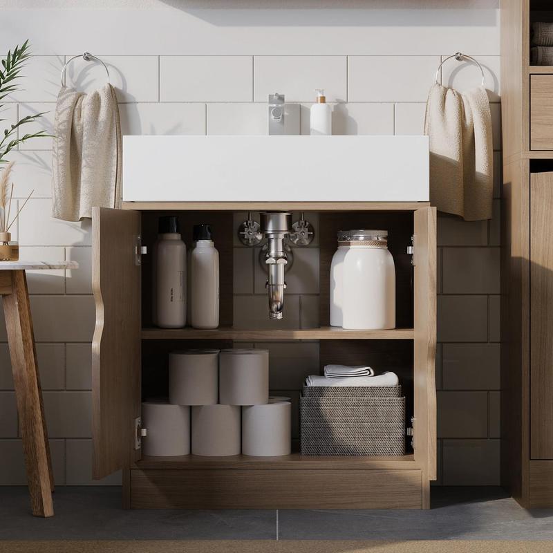 Bathroom Sink Cabinet with Partial Pedestal 5