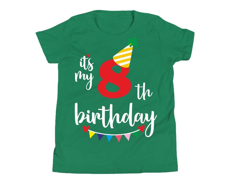 8th Birthday Gift T-Shirt 8 Years Old Birthday Party Boys Girls Kids Cotton Tee 3