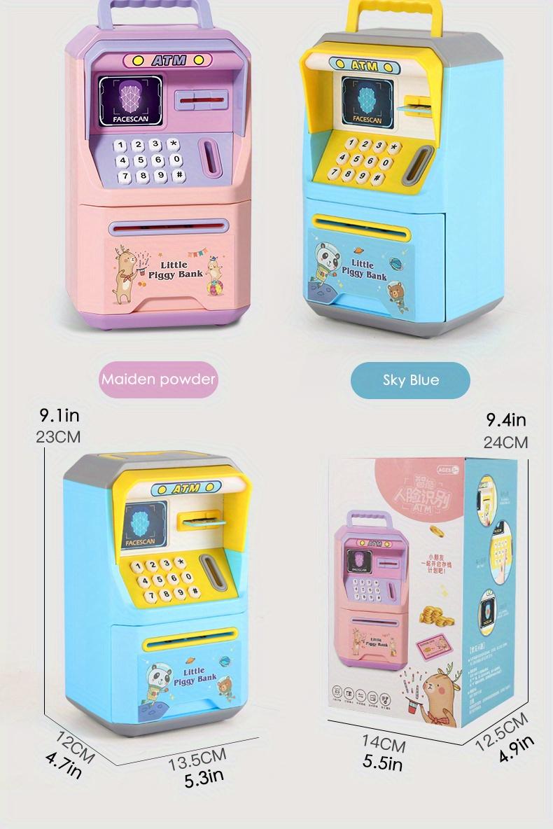 Product Introduction of New Simulated Human Face Recognition ATM Machine Piggy Bank, Children's Multi-functional Music Automatic Money Roll Password Box Intelligent Voice Tips Savings Bank Toys 13
