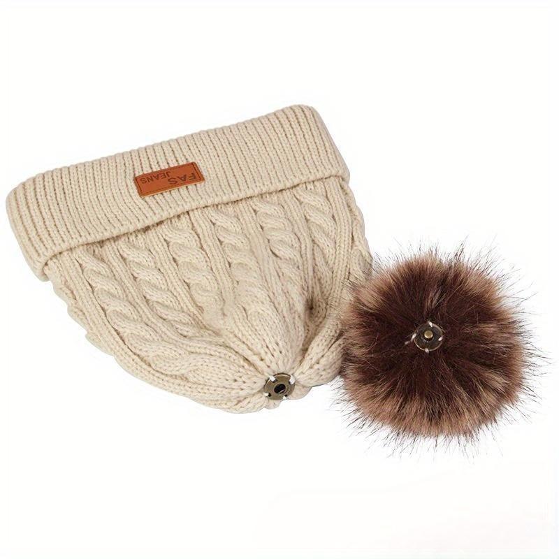 Festive Winter Knit Hat Set with Pom Pom, 3-in-1 Warmth Bundle: Thick Hat, Scarf, and Touchscreen Gloves for Ladies - Perfect for Cold Weather Outings 3