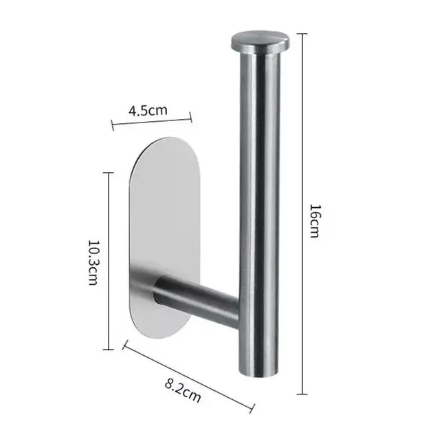 Stainless Steel Toilet Roll Paper Holder Strong Self Adhesive Stick Wall Mount 3