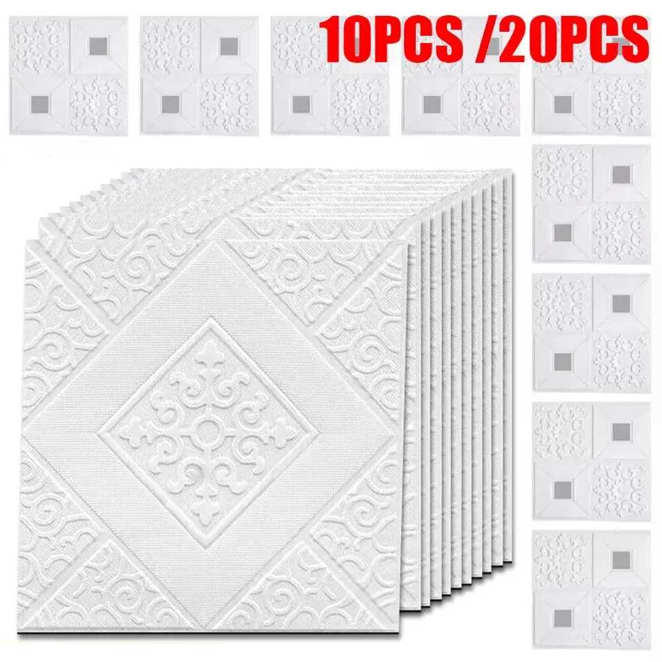 3D Foam Tile Brick Wall Sticker Self-adhesive Waterproof Ceiling Panel Wallpaper