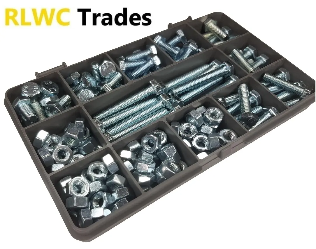 Assorted 130 Piece M6 Kit Grade 8.8 Zinc Setscrews And Nut Kit fasteners