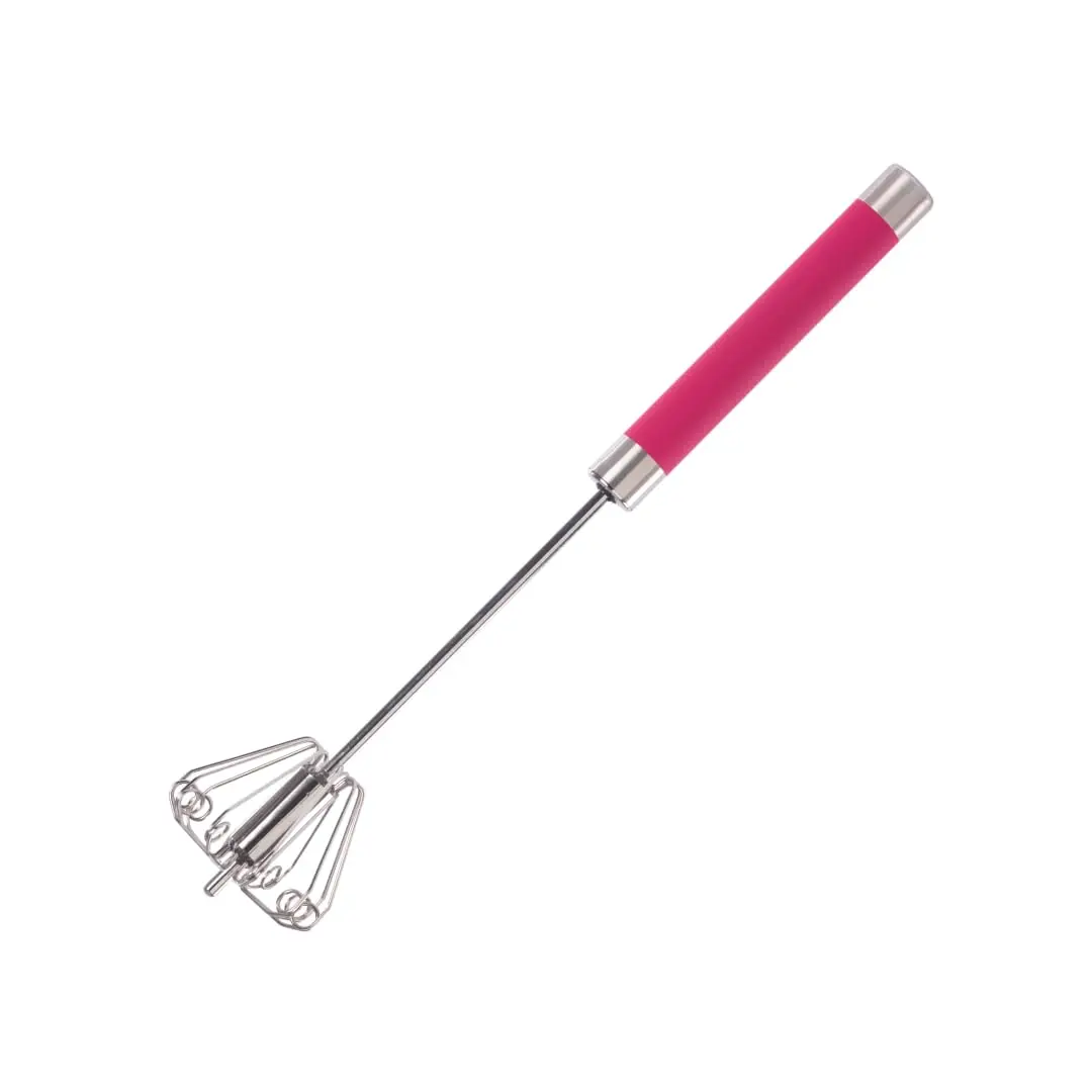 Whizzy Whisk - Effortless Whisking. Your GoTo Mini Manual Whisk! Achieve Perfect Results with This Mini Hand Whisk - Compact, Convenient, and Efficient Hand Push Whisk Design (Pink)