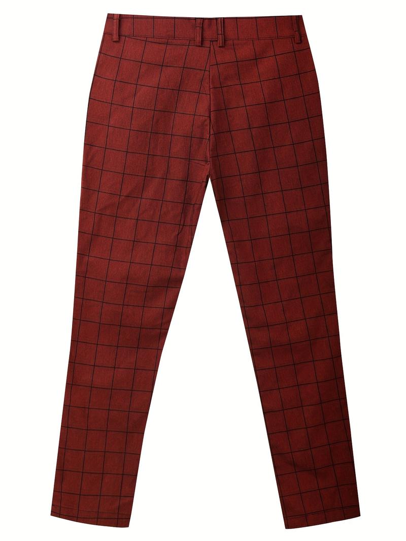 Product Introduction of Elegant Plaid Slacks, Men's Casual Vintage Style Dress Pants For Business Banquet 13