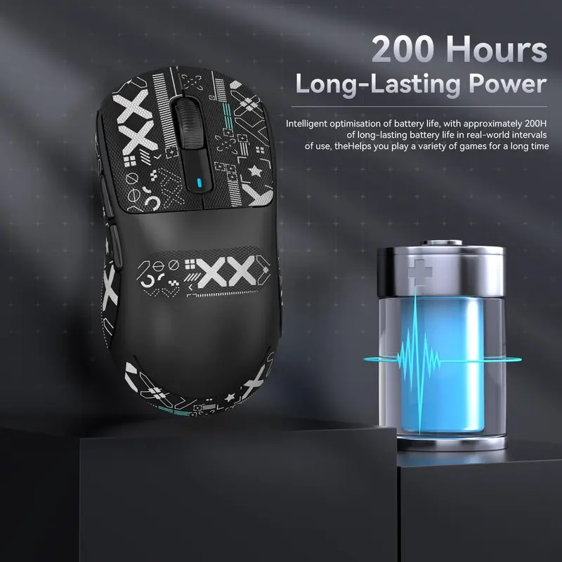 ATTACK SHARK X3 49g SUPERLIGHT Mouse with Tape, PixArt PAW3395 Gaming Sensor, BT/2.4G Wireless/Wired Gaming Mouse, 6 Adjustable DPI 26000, 200 Hrs Battery, Office Mice for Win11/Xbox/PS/Mac 8