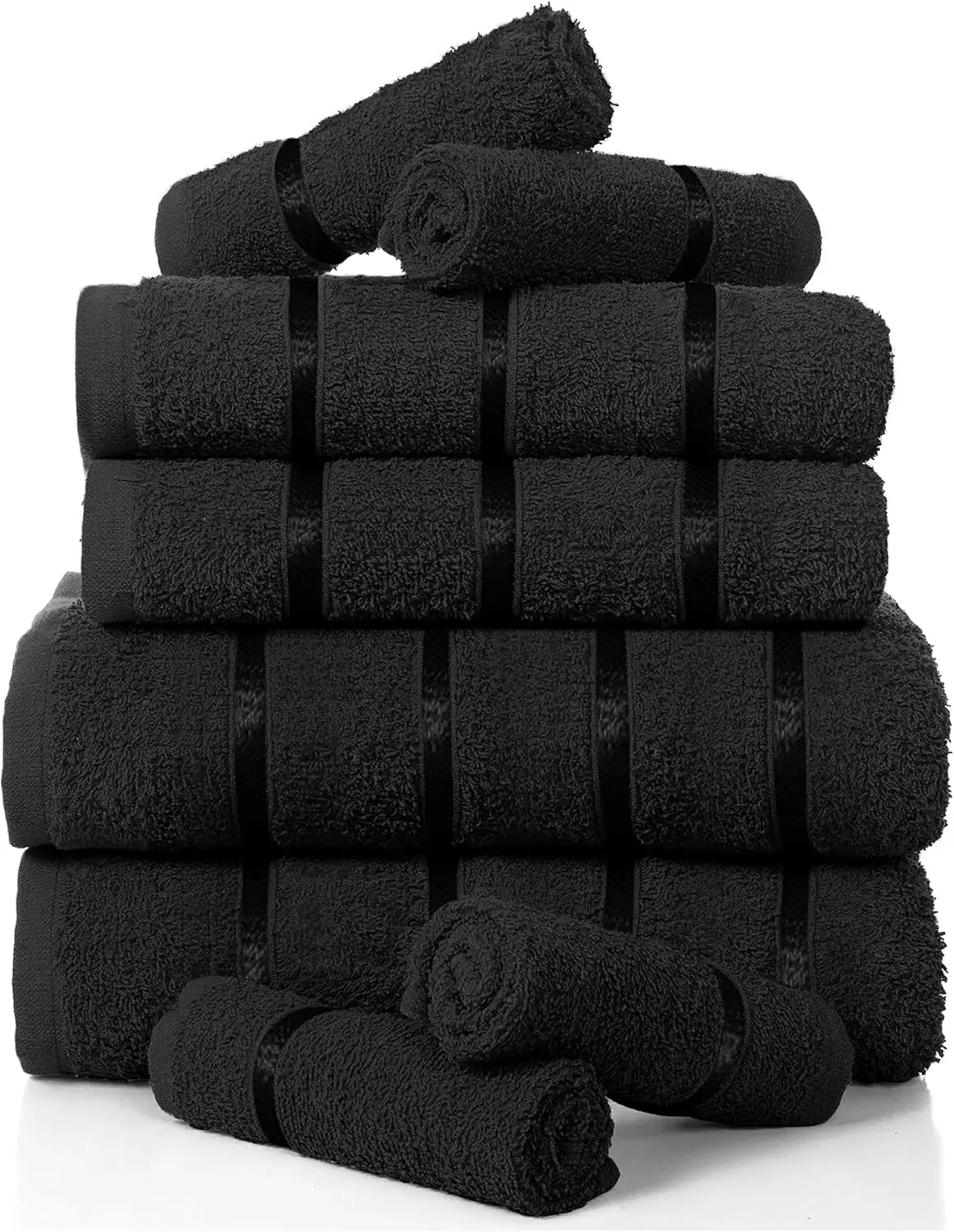 8-Piece Egyptian  Vegan  Set Includes 4  , 2  , & 2  - Luxurious, Anti-Bacterial, Reusable Bathroom  Hotel Quality Towel soft bath towel Cotton thick
