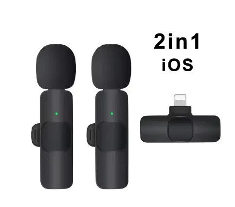 Wireless Lavalier Microphone Portable Audio Video Recording Mini Mic for iPhone Android Live Broadcast Gaming Phone Mic 2
