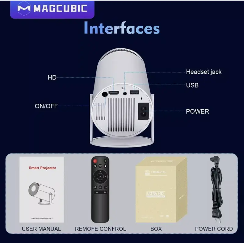 Magcubic Portable Projector-180° Rotatable, WiFi BT 5.0 with Remote Control - Indoor Outdoor Home Theater Projector - Audio projector bedroom projector projector hy300  projector 4k projector projector 4k ultra projector smart tv projector cosy  projector 5