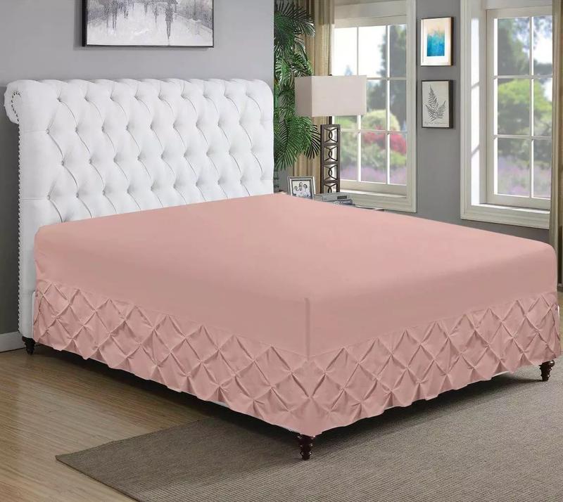 Pin Tuck Extra Deep Fitted Valance Bed Sheet 100% Egyptian Cotton Single Double King Bed Size 6