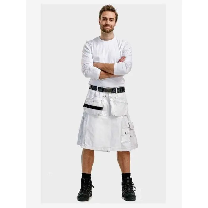 Carhartt Cargo White Plain Cotton Scottish Traditional Utility Kilt For Sale 0