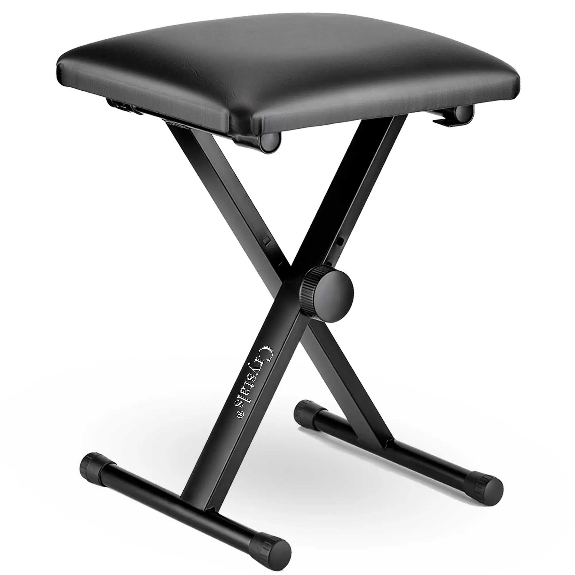 Crystals Portable Stool/Chair/Bench with Adjustable Height and Black Padded Seat Cushion