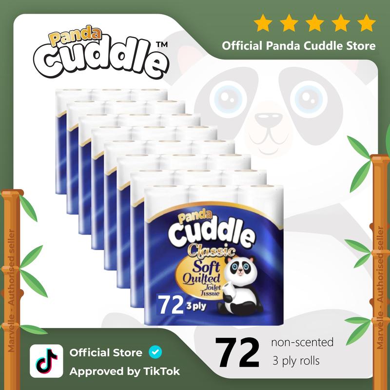 PANDA CUDDLE TOILET ROLLS/ NON SCENTED/ 1x9pk, 5x9pk, 8x9pk and 10x9pk NON SCENTED (Cuddle Panda 3PLY) Eco-friendly Disposable Flushable Toilet Rolls 3