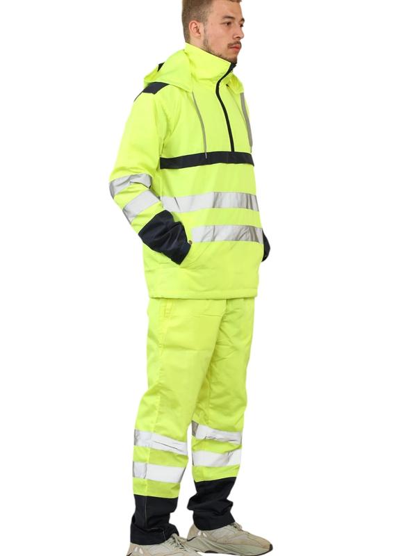 Vic-Mart Hi-Vis Rain Suit Mens Workwear Tracksuit for Outdoor Work Waterproof Reflective and Full Body Protection 8