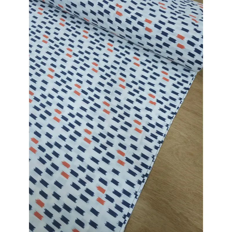 Navy/Orange Irregular Track 100% Cotton 110" 2