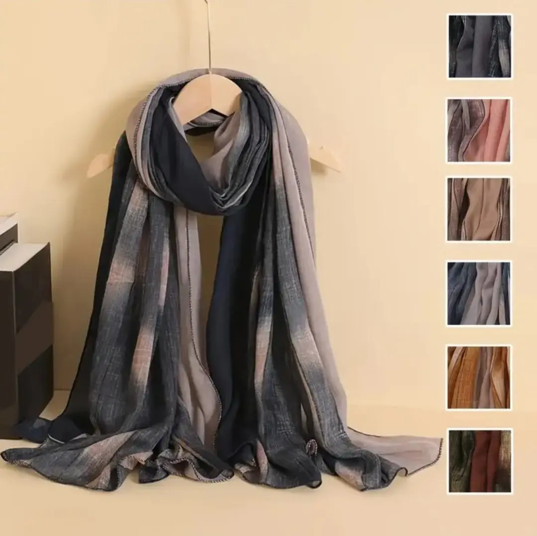 Best Ladies Stylish Hijab, Women stripe scarf, soft polyester Fabric standard size uk